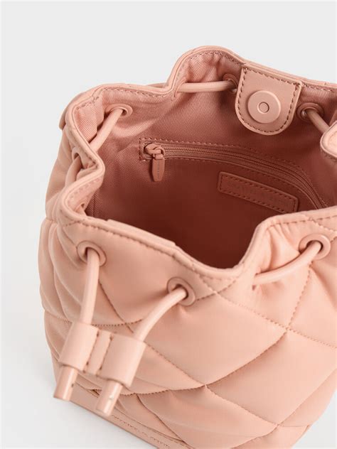 Pink Lin Quilted Bucket Bag 